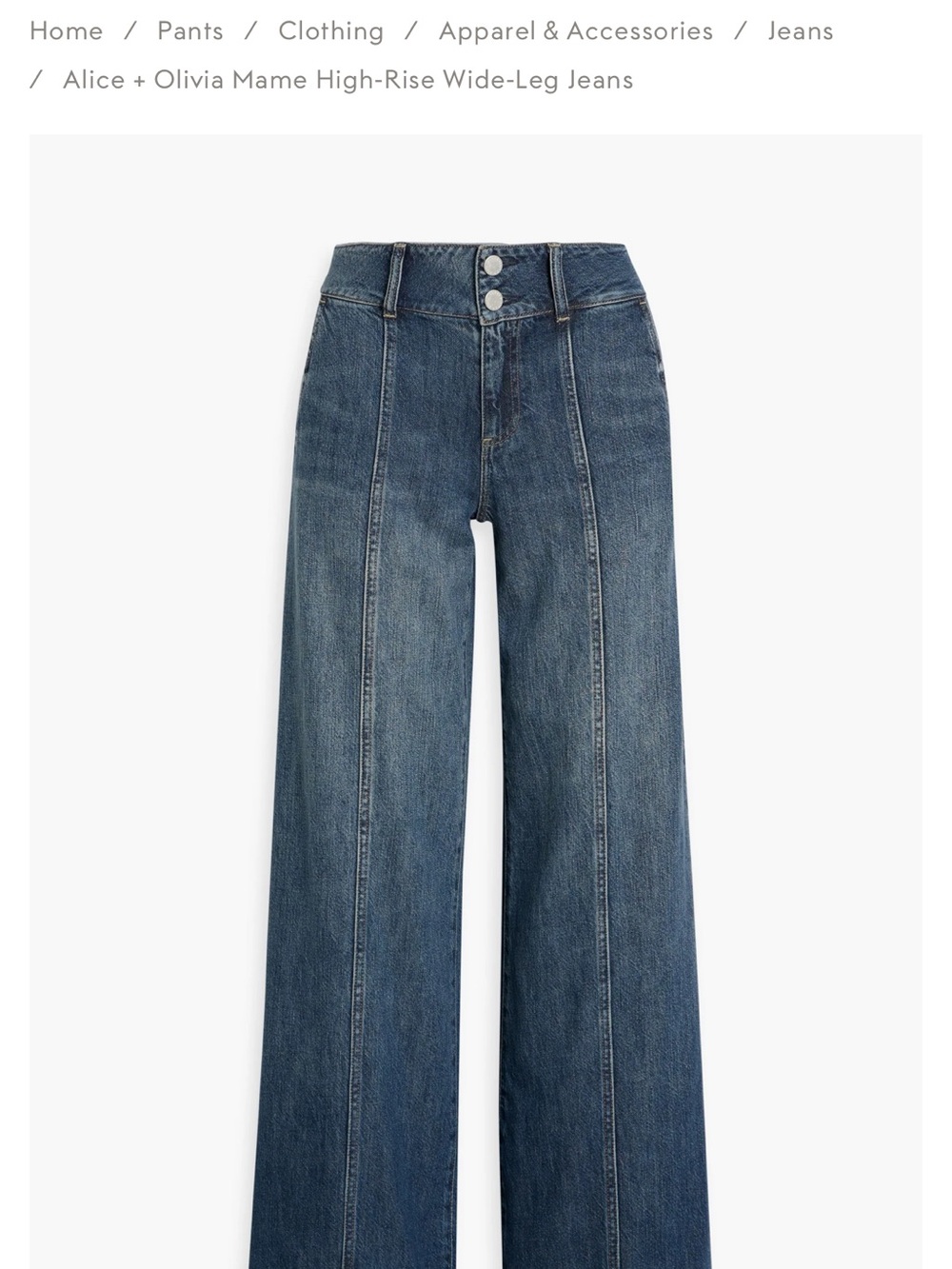 Alice + Olivia Dark Blue High-Rise Wide-Leg Jeans. Size 25, but run small.